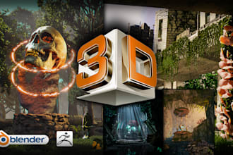 give 3d environment design using blender, zbrush
