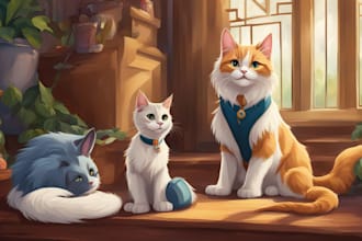 draw your cat, dog or any pet into disney cartoon portrait