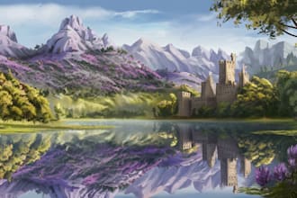 create fantasy environment concept art for game, digital landscapes