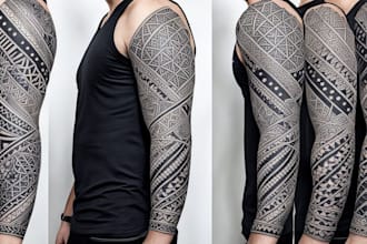 create sleeve tattoo design in geometric style
