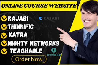 kajabi website design online course thinkific teachable podia katra funnel