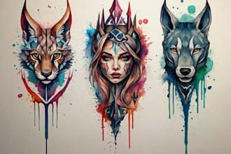 design custom tattoo in watercolor style