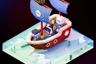 create 3d isometric voxel art, maps in retro style