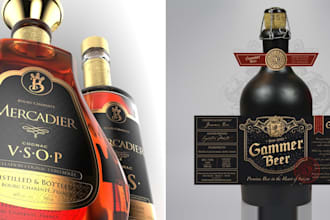 do bottle label design or product label design 1 day