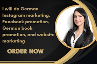 do german instagram marketing, facebook promotion, german book, and website