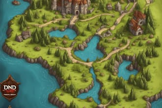 make fantasy map illustration for dnd, novels and games
