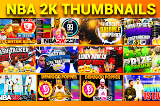 create eye catching nba 2k25 thumbnail and 2k thumbnails, nba logo