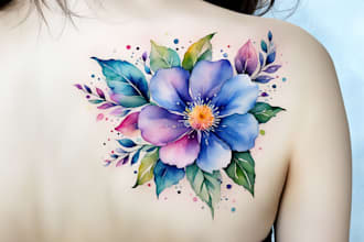 create a beautiful watercolor flowers tattoo design