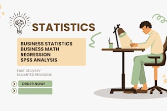assist in business statistics, regression analysis, spss