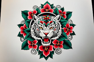 do tattoo design with traditional tattoo in my style