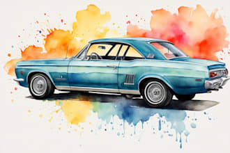paint a portrait in my watercolor car design