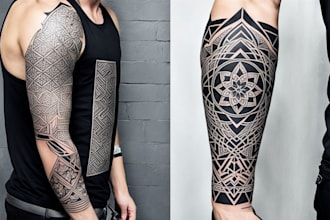 create sleeve tattoo design in geometric style