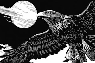 make niche colorful linocut and woodcut book illustrations