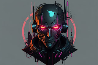 draw cyberpunk logo design for you