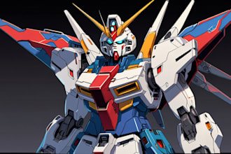 draw any gundam or mecha head with simple bg