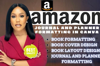 format your amazon KDP journal or planner or low content book in canva