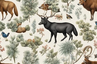 draw an animal and botanical illustration