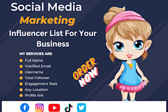 find the best tiktok, twitter, youtube, and instagram influencer email lists