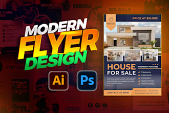 modern clean real estate flyer, marketing flyer, price list, leaflet design