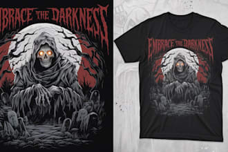 draw detailed dark art illustration death metal album cover