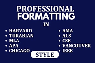 edit format in harvard turabian mla apa chicago ama acs cse vancouver ieee style