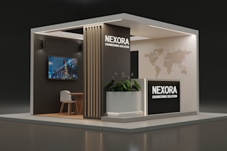 create realistic 3d exhibition booth visualization