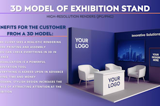 3d model exhibition booth, trade stand or kiosk