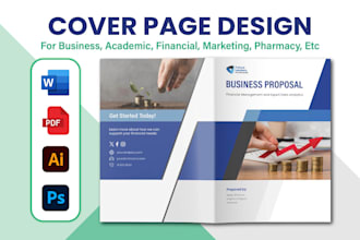 design custom report cover page, proposal cover, book cover, and layout