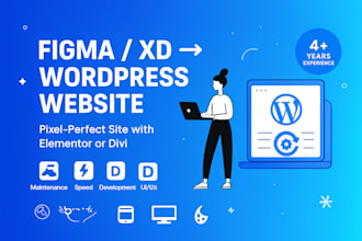 convert figma, xd design to pixel perfect wordpress site using elementor or divi