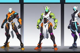 design robots and concept art of futuristic mecha