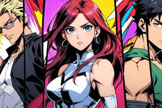 make manga or comic characters design and anime art for you