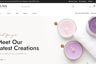 design luxury candle shopify store scented soy candle website candle brand store