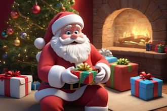 create children story book illustration, christmas picture book