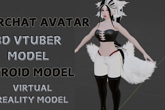 create a vrchat avatar, VR character, furry, vroid, or 3d vtuber model vrm