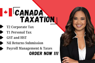 prepare personal tax t1 and corporation tax t2 for canada