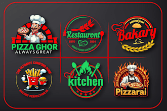 design a creative bakery, pizza, food truck, kitchen and fast food logo