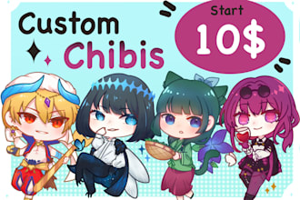draw cute anime chibi art for you