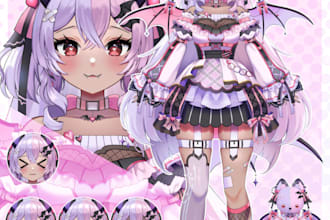 design and rig live2d model, vtuber model, live2d, anime art, 2d rigging, vtuber