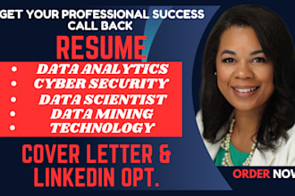 write cyber security, data analyst, data science, grc, business analyst resume