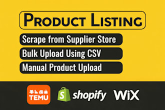 import product, bulk product listing upload csv on temu shopify wix ebay tiktok