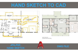 convert your hand sketch into dwg