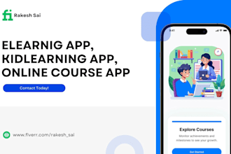 develop ebook learning app, elearning app, online course app and website