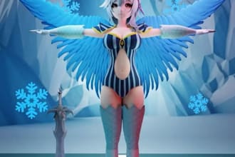 vrchat humanoid avatar, realistic, cartoon avatar, anime character vrchat model
