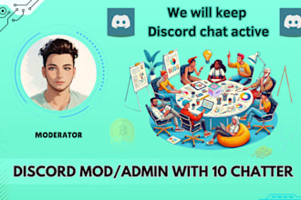 be discord moderator or admin with 10 chatter in crypto or nft project