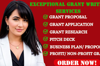 write grant proposals, grant applications, pitch decks, and business plans