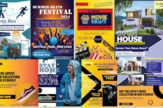 custom flyer, poster designs for fitness, sports, restaurants, events, and more