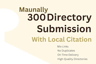 300 directory submission SEO backlinks with local citation
