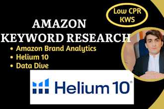 do amazon keyword research for listing and PPC via h10 and data dive