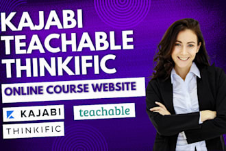 set up online course in teachable, thinkific, kajabi online course website