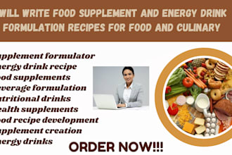 write food supplement and energy drink formulation recipes for food and culinary